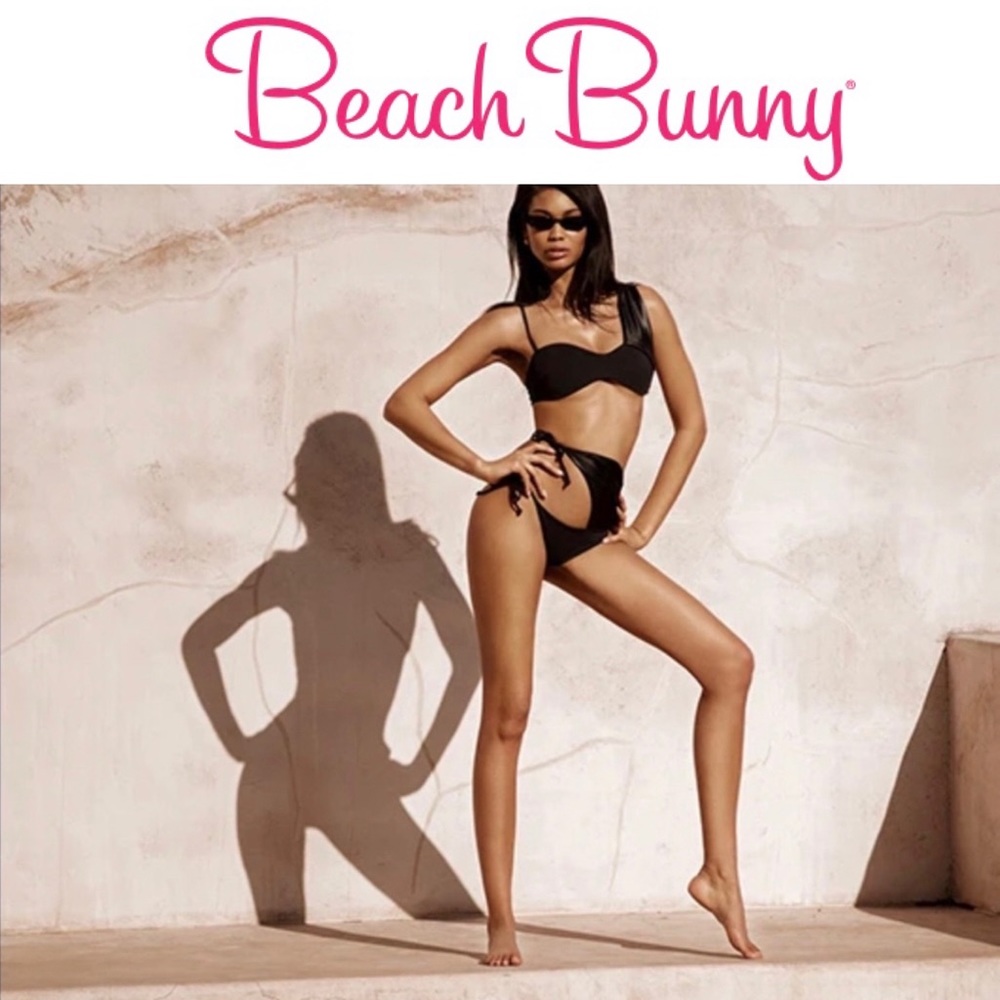 Beach Bunny Chanel black wrap bikini top